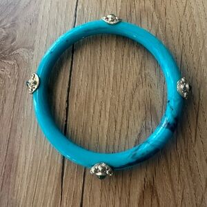 Turquoise Style Bangle Bracelet with Gold Tone Accents | Southwestern Boho